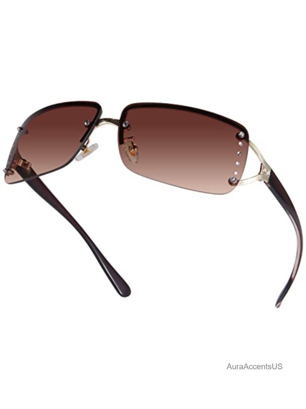 Rimless Y2K Rectangle Sunglasses UV400 Metal Retro Shades